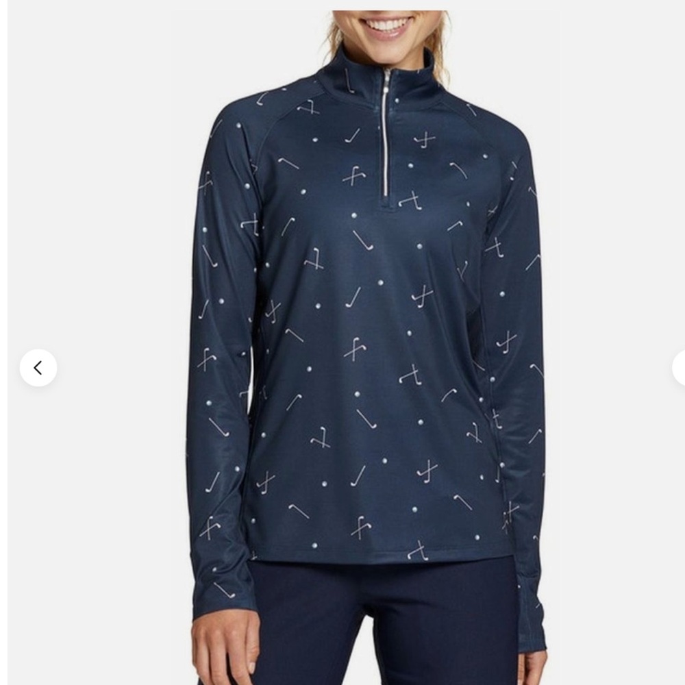 Lady Hagen 1/4 zip pullover long sleeve top with golf club print Size Medium